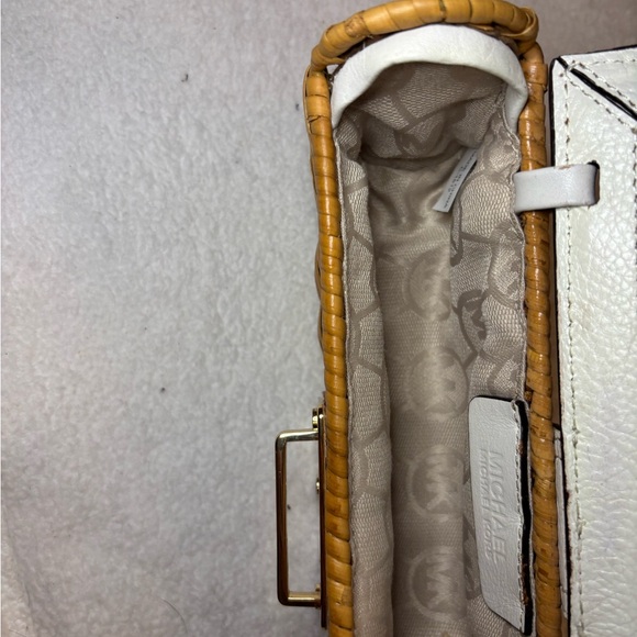 Micheal Michael Kors White and Tan Rattan Clutch EUC - Picture 10 of 11